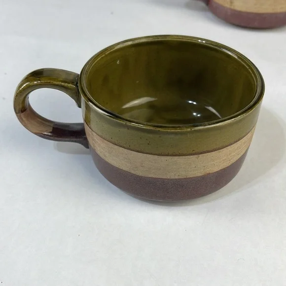 Vintage Triple Glaze Oversized Pottery Mugs (set of 3) - Picture 3 of 13